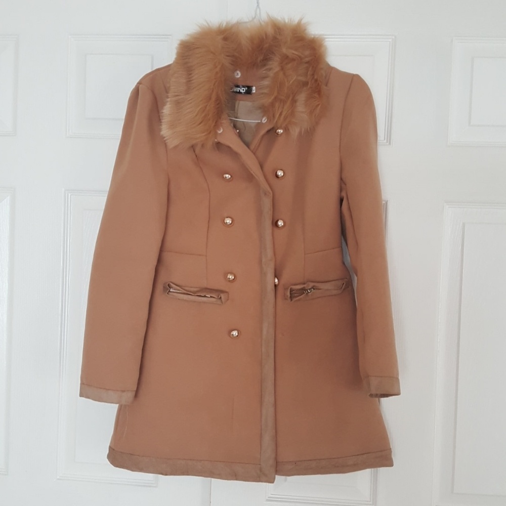 Classic cut, light weight, faux fur trimmed jacket